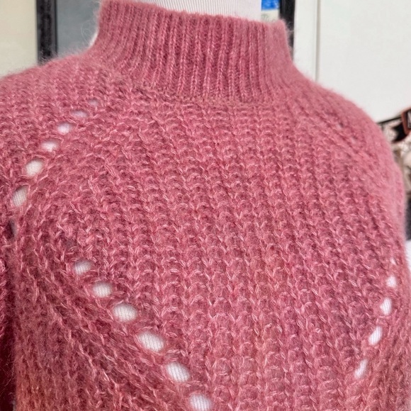 Cuyana Alpaca Wool Blend Balloon-Sleeve Sweater in Passion Fruit Size XSMALL - Picture 5 of 14